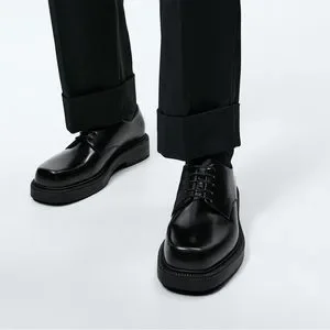 Zara | Shoes | Nwt Zara Man Black Leather Chunky Laceup  display picture 1